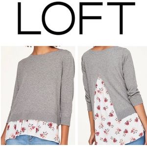 LOFT Mixed Media Split Back Sweater